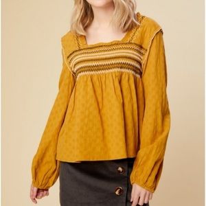 ALTAR’D STATE Mustard Embroidered Peasant Top